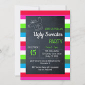 醜いセータークリスマスパーティーブライトストライプ 招待状 (正面)