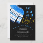 醜いセータークリスマスパーティーブラックブルーニット 招待状 (正面)