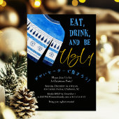 醜いセータークリスマスパーティーブラックブルーニット 招待状