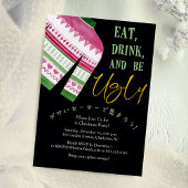 醜いセータークリスマスパーティーブラックレッドグリーンニット 招待状