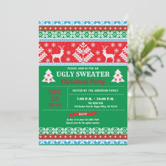 醜いセータークリスマスパーティーホリデーカクテル 招待状 (スタンド正面)