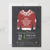 醜いセータークリスマスパーティーモダンホリデーパーティー 招待状 (正面)