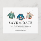 醜いセータークリスマスパーティー保存日 案内ポストカード (正面)