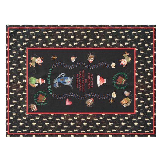 醜いセータークリスマスパーティー北欧動物 テーブルクロス (正面(横))