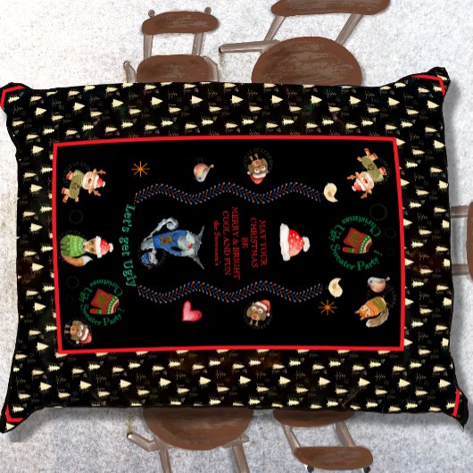 醜いセータークリスマスパーティー北欧動物 テーブルクロス