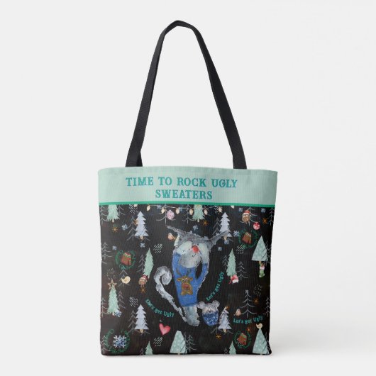 醜いセータークリスマスパーティー北欧動物 トートバッグ (裏面)