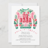 醜いセータークリスマスパーティー名門私立校風のフローラルパターン 招待状 (正面)
