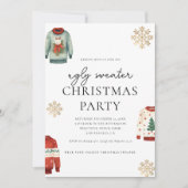 醜いセータークリスマスパーティー金ゴールドスノーフレーク 招待状 (正面)