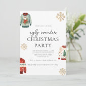醜いセータークリスマスパーティー金ゴールドスノーフレーク 招待状 (スタンド正面)