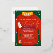 醜いセータークリスマスパーティー金ゴールド 箔シーズンポストカード (正面/裏面)