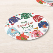 醜いセータークリスマスパーティー おもしろい ラウンドペーパーコースター (アングル)