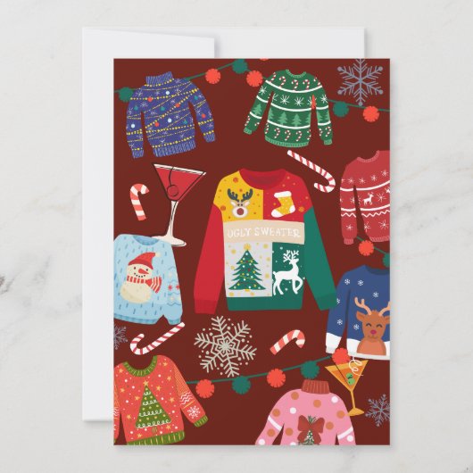 醜いセータークリスマスパーティー おもしろい 招待状 (裏面)