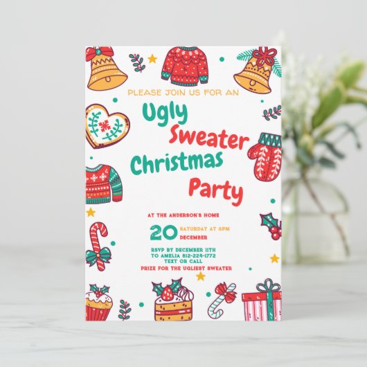 醜いセータークリスマスパーティー 招待状 (スタンド正面)