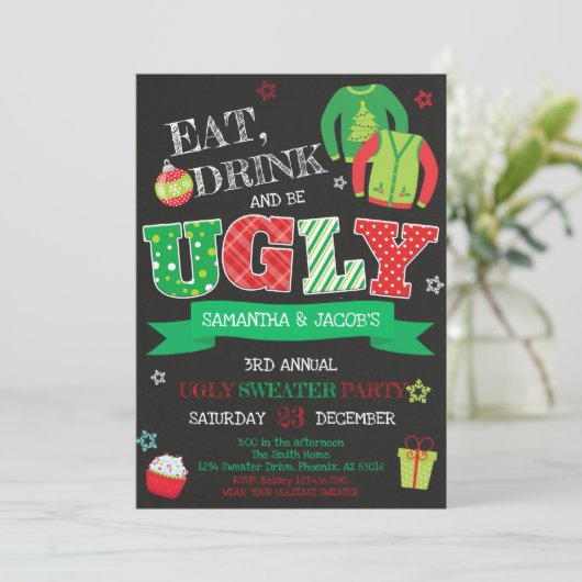 醜いセータークリスマスパーティー 招待状 (スタンド正面)