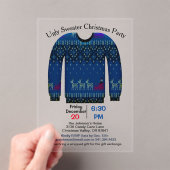醜いセータークリスマスパーティー、青と鹿 アクリル招待状 (インサイチュ (ポータブル))
