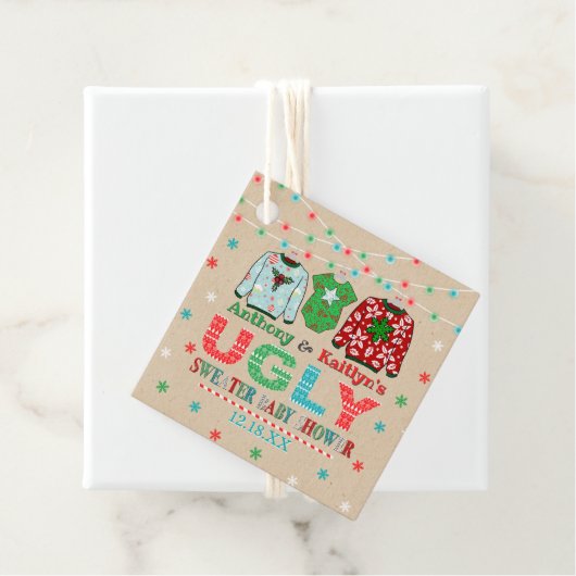 醜いセータークリスマスベビーシャワー フェイバータグ (インサイチュ)