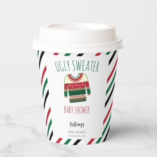 醜いセータークリスマスベビーシャワー 紙コップ (正面)