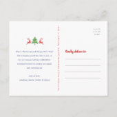 醜いセータークリスマスホリデーパーティーおもしろいレッドグリーン インビテーションポストカード (裏面)