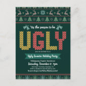 醜いセータークリスマスホリデーパーティーハンターグリーン インビテーションポストカード (正面)