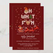 醜いセータークリスマスホリデーパーティーRああ何おもしろい 招待状 (正面/裏面)
