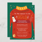 醜いセータークリスマスモダンパーティー 招待状 (正面/裏面)