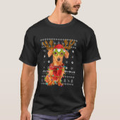 醜いセータークリスマスライトダックスシュント犬の子犬 Tシャツ (正面)
