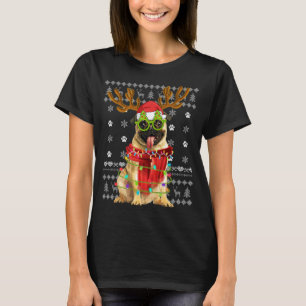醜いセータークリスマスライトパグ犬の子犬の恋人 Tシャツ