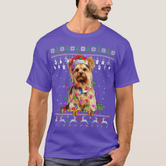 醜いセータークリスマスライトヨークシャーテリアド Tシャツ