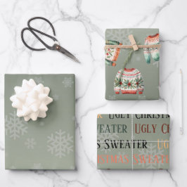 醜いセータークリスマスラッピング紙セット3 ラッピングペーパーシート