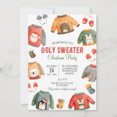 醜いセータークリスマス招待状、ファミリーディナー 招待状 (正面)