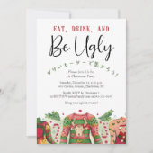 醜いセータークリスマス素朴パーティー水色 招待状 (正面)