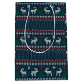 醜いセータークリスマス編み物パターンホリデー ミディアムペーパーバッグ (正面)