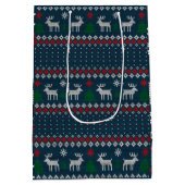 醜いセータークリスマス編み物パターンホリデー ミディアムペーパーバッグ (裏面)