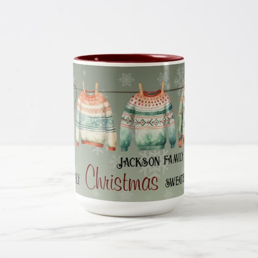 醜いセーターコンテスト勝者のマグカップカスタマイズ- ツートーンマグカップ (中央)