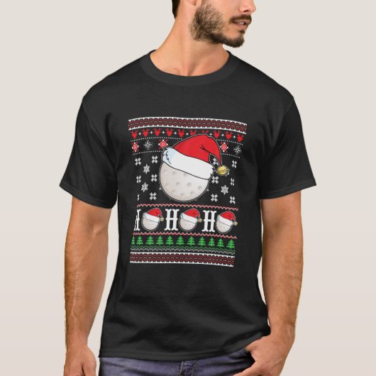 醜いセーターゴルフサンタクロースHO HO HOメリークリスマス Tシャツ (正面)