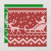 醜いセーターサンタクロースそりとトナカイ シーズンカード (正面/裏面)