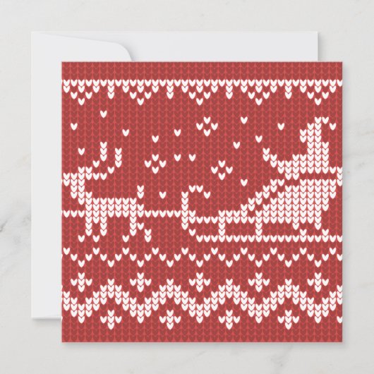 醜いセーターサンタクロースそりとトナカイ シーズンカード (正面)