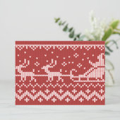 醜いセーターサンタクロースそりとトナカイ シーズンカード (スタンド正面)