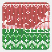 醜いセーターサンタクロースそりとトナカイ スクエアシール (正面)