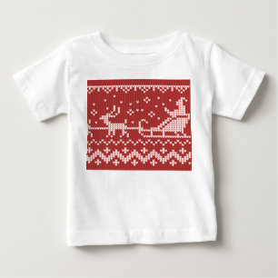 醜いセーターサンタクロースそりとトナカイ ベビーTシャツ
