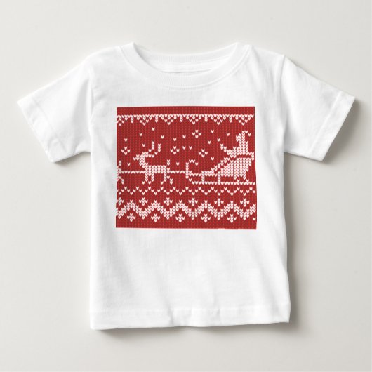 醜いセーターサンタクロースそりとトナカイ ベビーTシャツ (正面)
