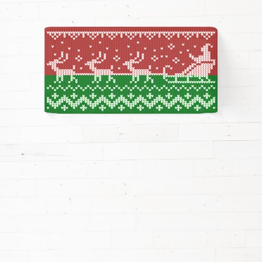 醜いセーターサンタクロースそりとトナカイ 横断幕 (インサイチュ)