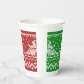 醜いセーターサンタクロースそりとトナカイ 紙コップ (左)