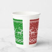 醜いセーターサンタクロースそりとトナカイ 紙コップ (右)