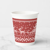 醜いセーターサンタクロースそりとトナカイ 紙コップ (正面)