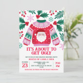 醜いセーターサンタコスチュームパーティーグリーンと赤 招待状 (スタンド正面)