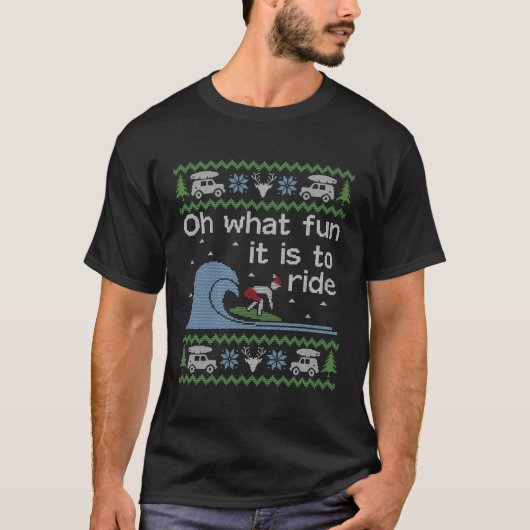 醜いセーターサーファーサーフィンサーフおもしろいフォークリスム Tシャツ (正面)