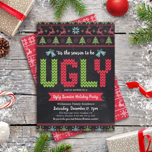 醜いセーターシャルボードクリスマスホリデーパーティー 招待状