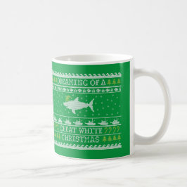 醜いセーターシャーク – 素晴らしホワイトクリスマスグリーン コーヒーマグカップ