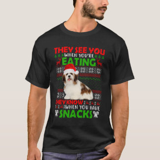醜いセーターシーズー（犬）Tzu彼らはあなたの食べクリスマスを見る Tシャツ